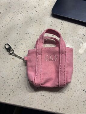 GAP Pink Canvas Mini Tote Keychain Charm